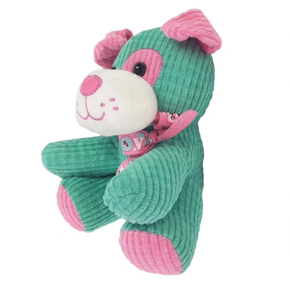 Hug&Luv Dog Puppy Plush Toy Animal‎ Green Pink 9 In